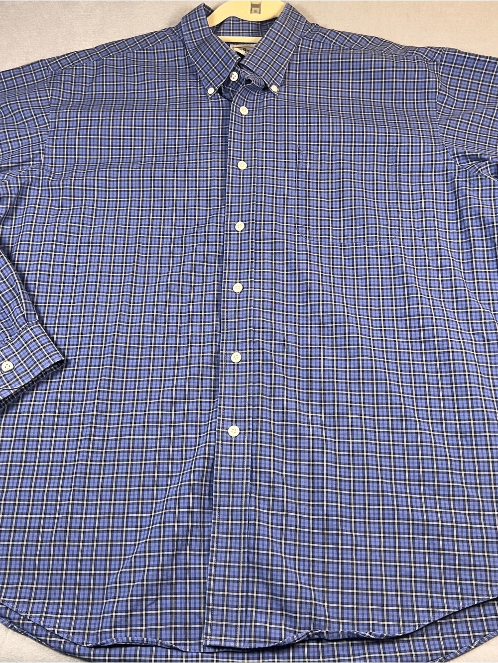 L.L.Bean Men’s XL Blue Plaid Cotton Button Down Shirt Preppy